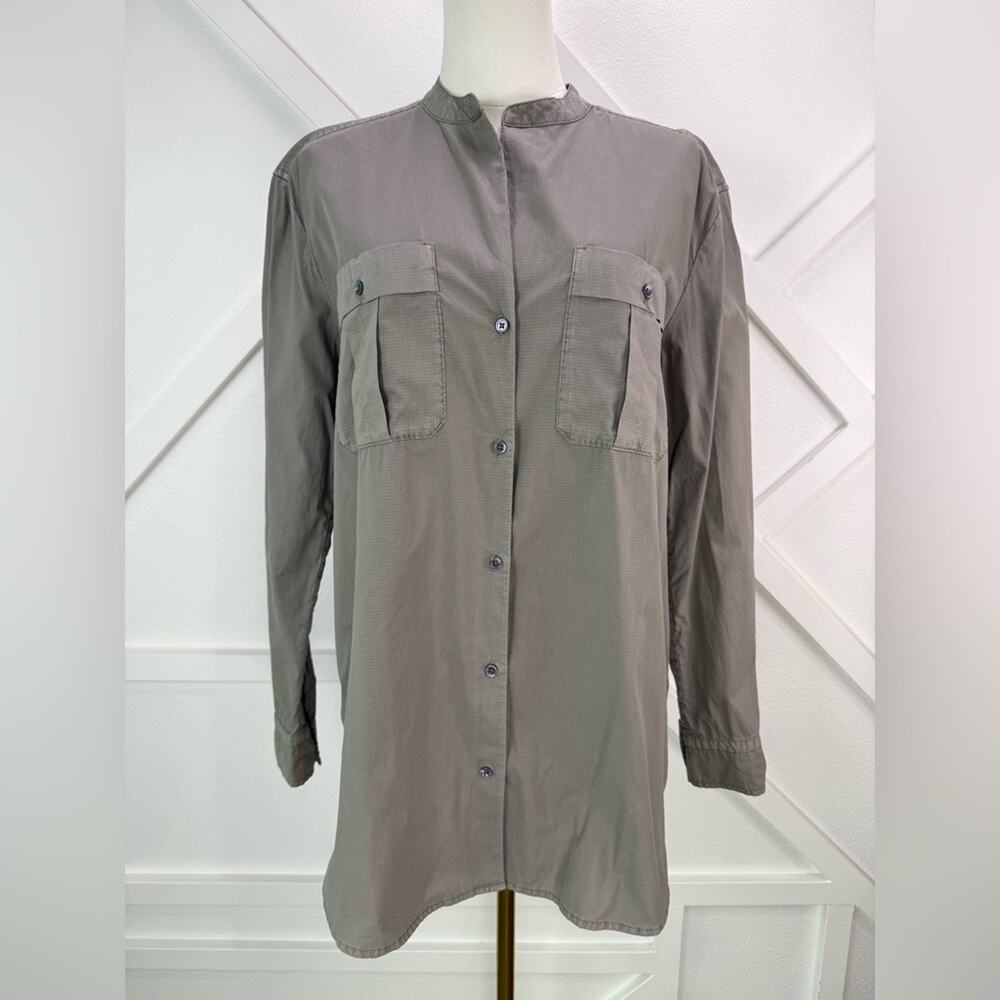 Standard James Perse Ripstop Utility Pocket Button Down Shirt Grey Size 2 Medium